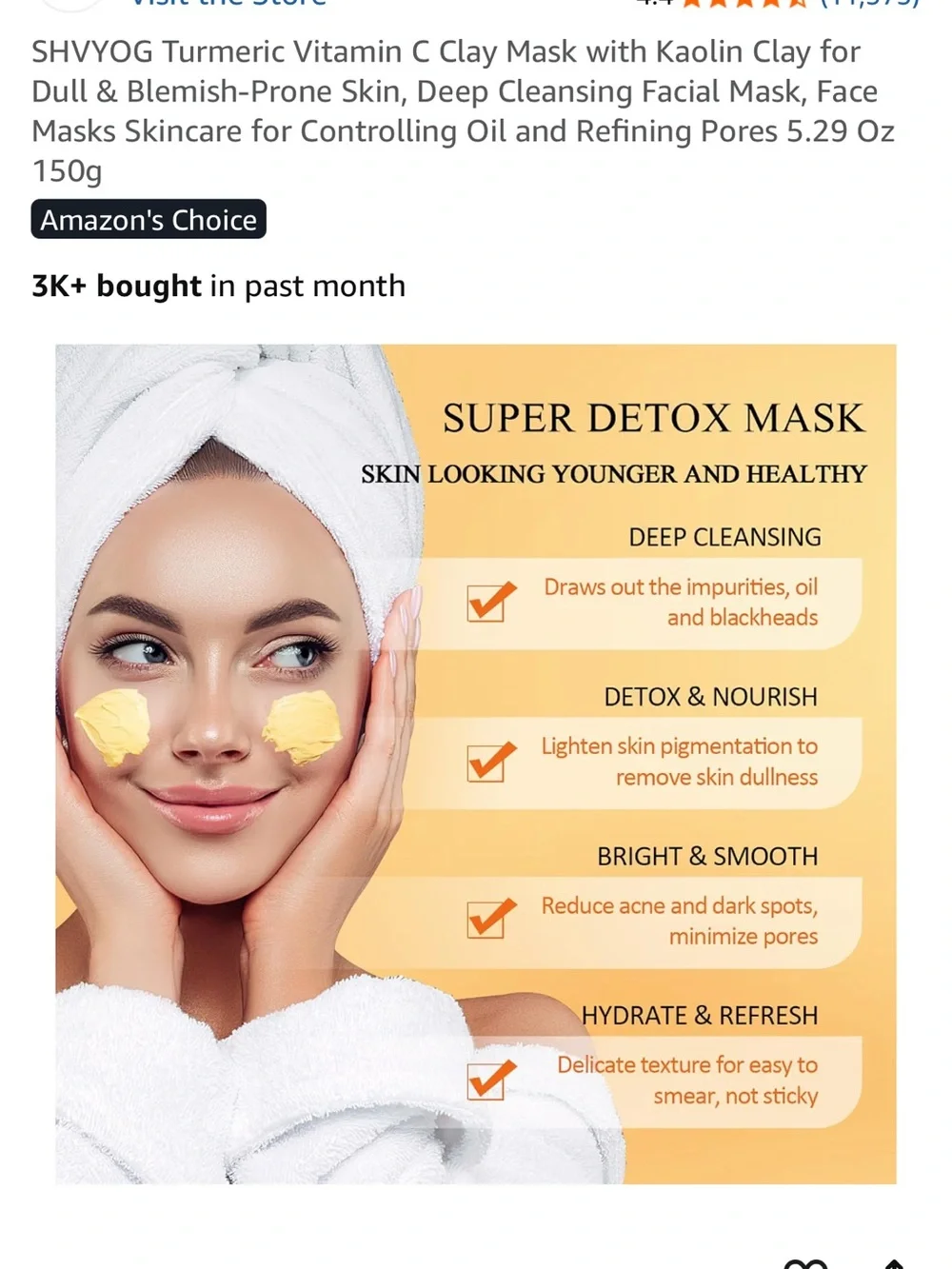 SHVYOG Turmeric Vitamin C Clay Mask Kaolin Clay Turmeric DEEP Clean Anti-Acne